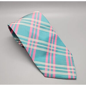 Seaward & Stearn London Neck Tie Pink Teal English Silk Striped England VII